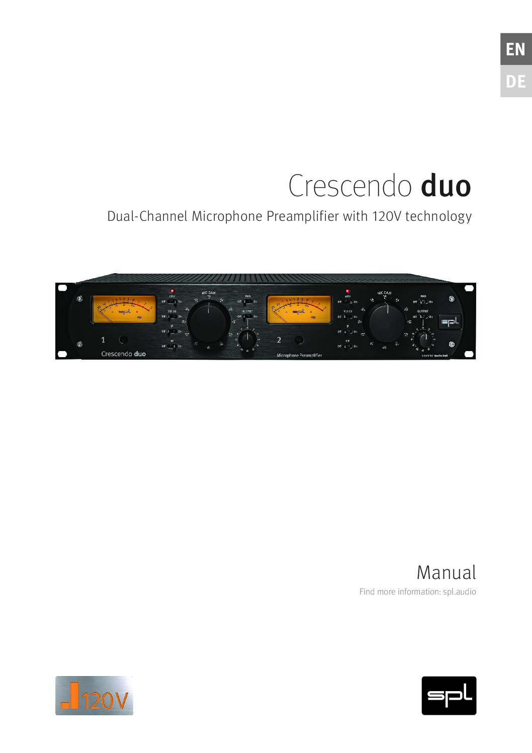 SPL Crescendo Duo V2, Dual-Channel Microphone Preamplifier w/ 120V  Technology